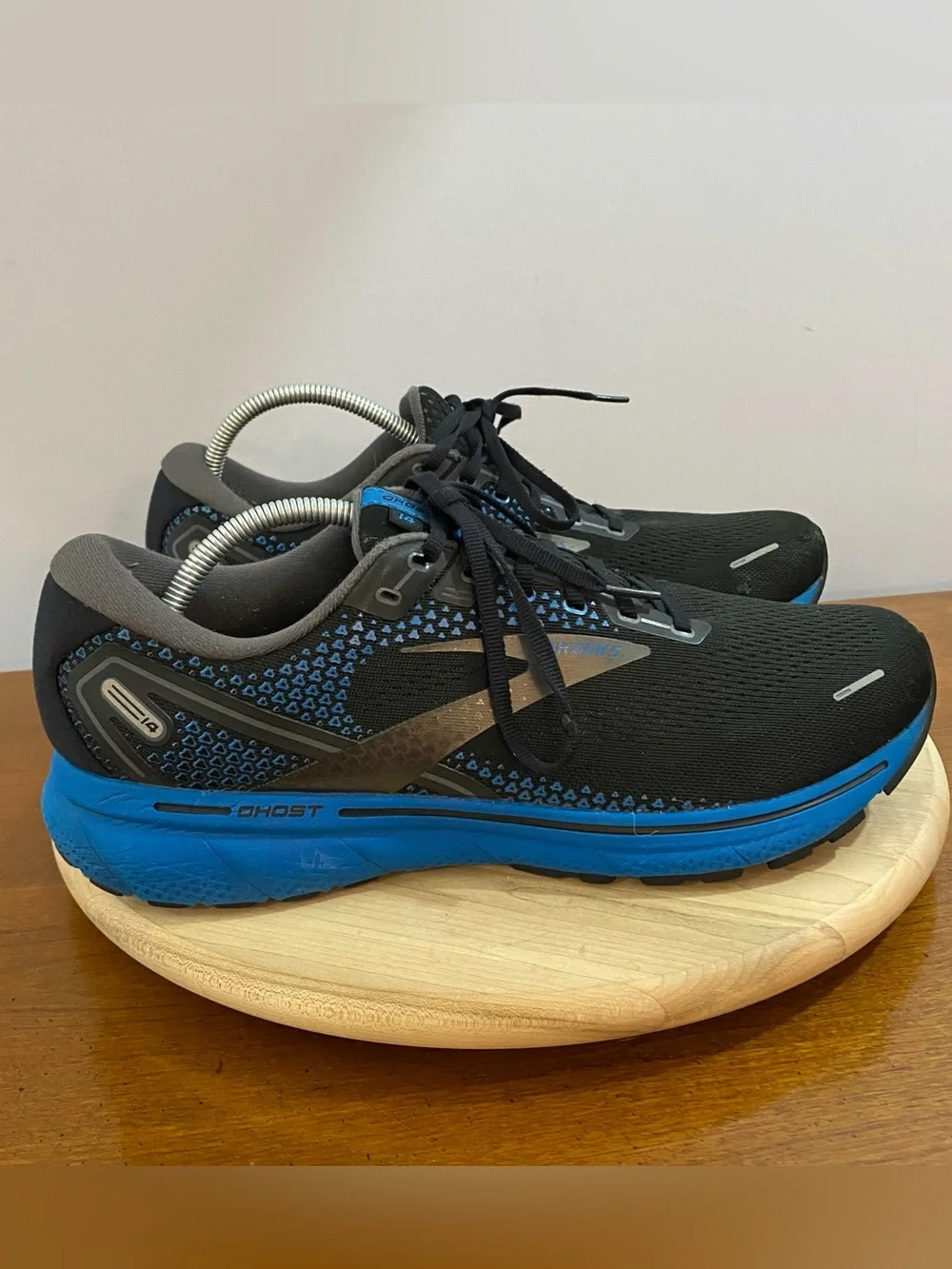 Brooks Ghost 14 Men's 13 Black/Blackened Pearl/Blue Neutral Running Shoes READ* - Picture 1 of 16
